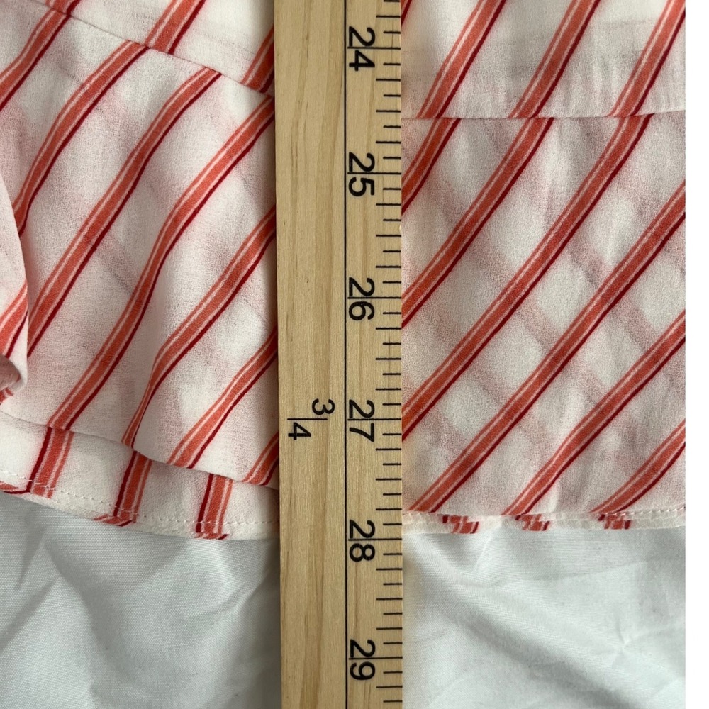 LOFT Women's Ruffle‎ Hem Midi Girly Skirt Pink White Striped Pleated Size 12 New - Picture 8 of 8